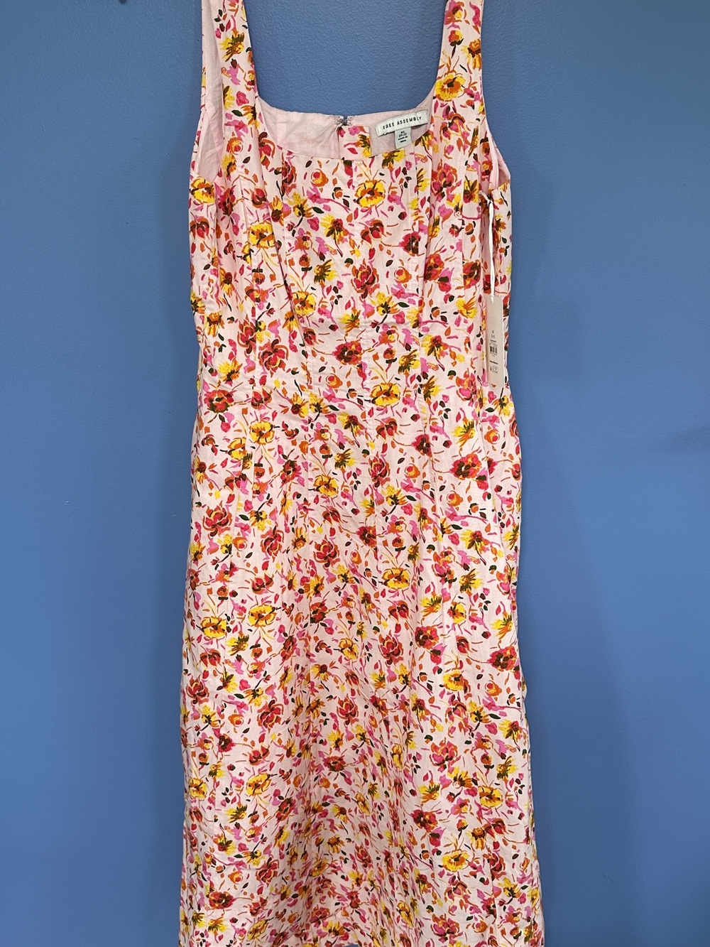 Free Assembly Pink Floral Midi Dress